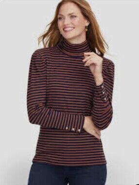 Talbots Striped Ribbed Turtleneck Sz XS